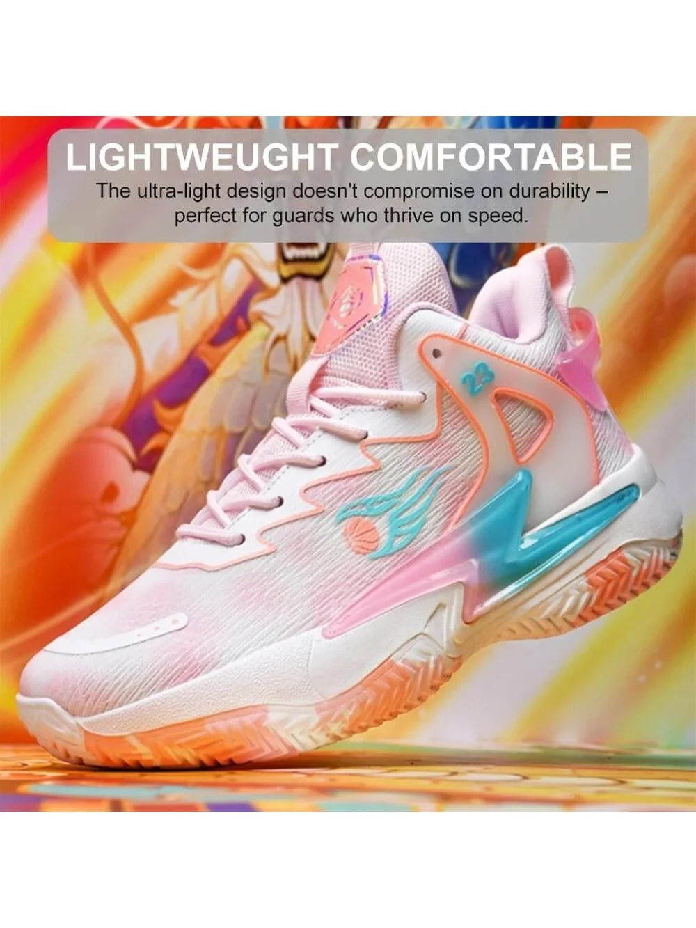 Women's Pink Breathable Non Slip Running Sneakers Comfortable Basketball Shoes